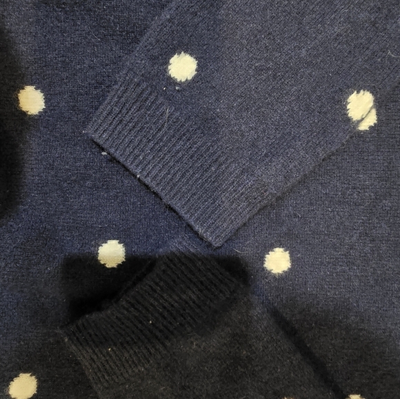 CASHMERE Philosophy Polka Dot Sweater Crew Neck Navy Blue White Small Medium - Picture 7 of 14